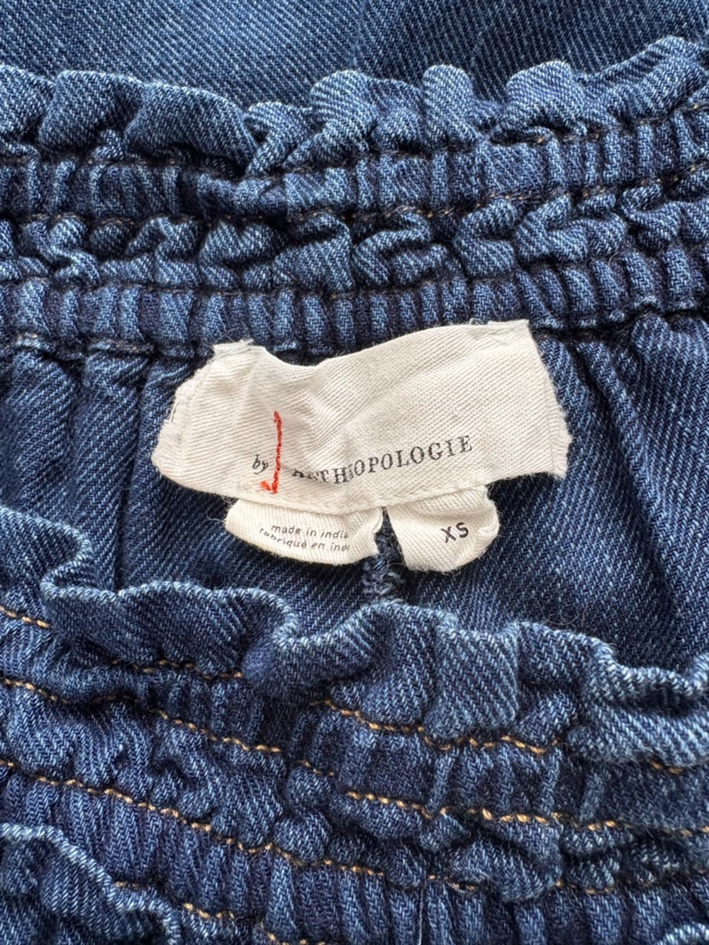Anthropologie Wide Leg Jeans Size XS Slit at Ankles Ruffle Waist Comfy Cute - Picture 7 of 12